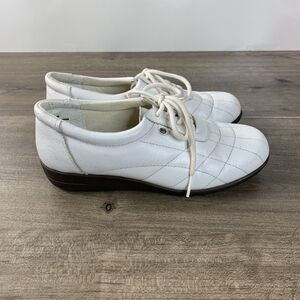 Dr. Scholls Womens White Lace Up Leather Shoes Size 7 M Nurse Medical Work